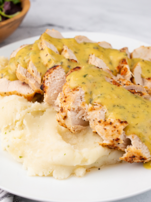 Bowl of creamy Copycat McDonald’s Honey Mustard dipping sauce with a smooth golden texture
