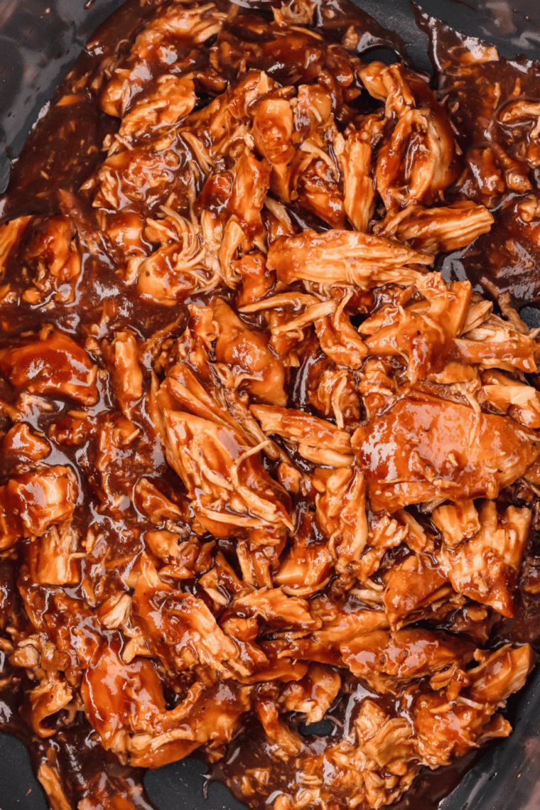 Shredded chicken tossed in homemade Jack Daniel's sauce
