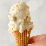 Close-up of Cold Stone Cake Batter Ninja Creami copycat ice cream showing its dense, creamy texture