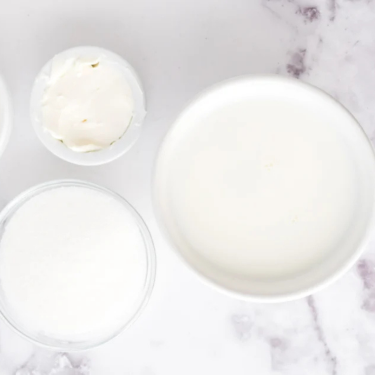 Ingredients for copycat Culver's frozen custard: cream, milk, egg yolks, sugar, and vanilla