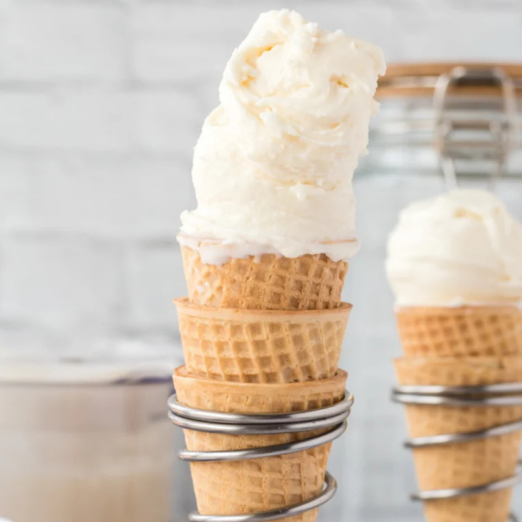 Copycat Culver's frozen custard served in a waffle cone
