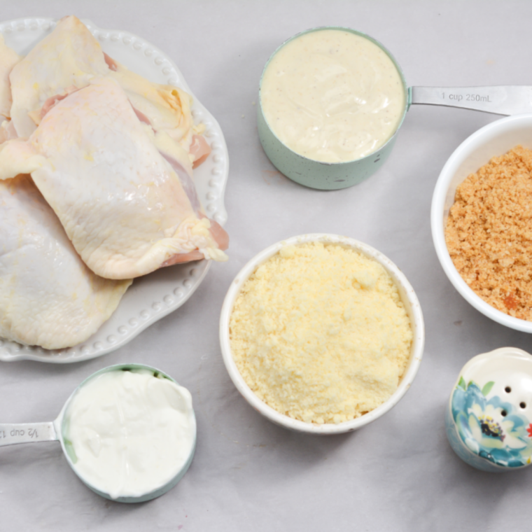 Ingredients for LongHorn Caesar salad dressing recipe laid out on a counter