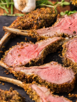 Longhorn copycat parmesan crusted lamb chops topped with crispy golden crust