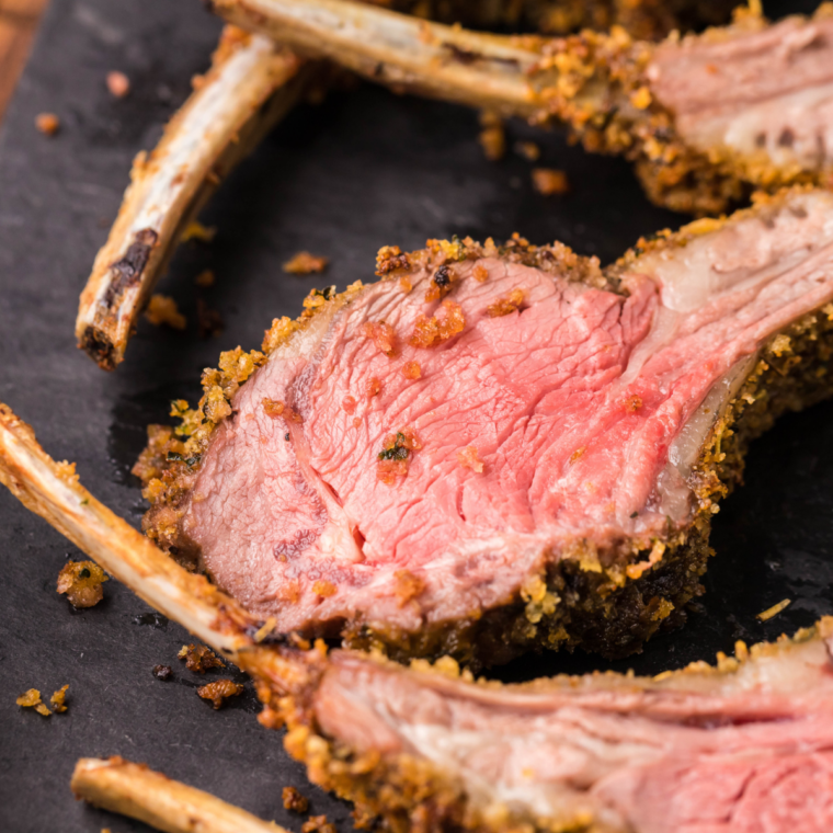 Longhorn copycat parmesan crusted lamb chops topped with a crispy golden crust