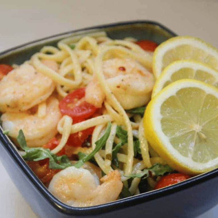 Golden Cajun shrimp fresh out of the air fryer